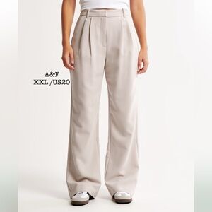 Abercrombie & Fitch Cream Wide-Leg Trousers